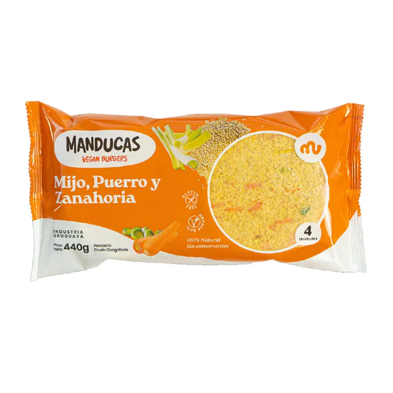 Hamburguesas Veganas Mijo, Puerro y Zanahoria Manducas x4